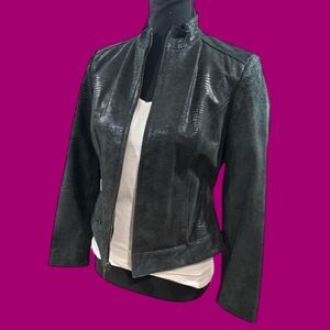 🖤 VALERIE STEVENS 100% LEATHER SNAKESKIN MOTO JACKET! SUPER STYLISH & TRENDY!